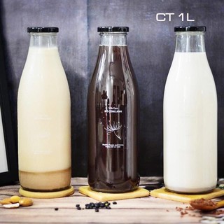 CHAI THUỶ TINH 1 LÍT NẮP THIẾC ĐEN