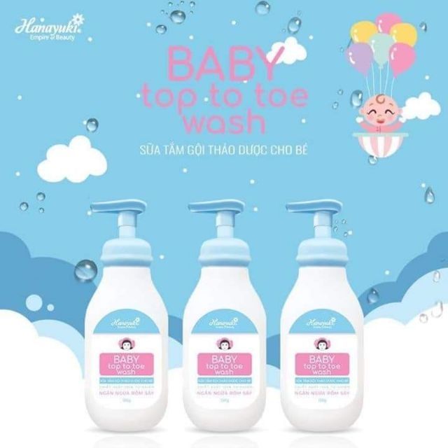 Sữa Tắm Gội Thảo Dược Baby top to toe wash Hanayuki