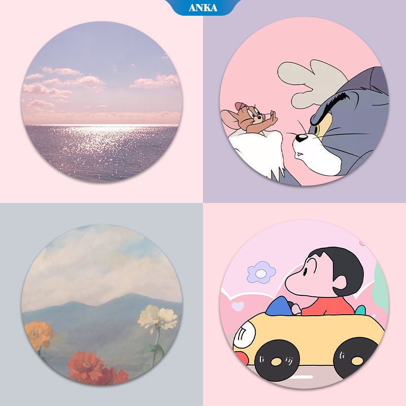 Tấm lót chuột hình tròn chống trượt chống bụi in họa tiết hoạt hình dễ thương