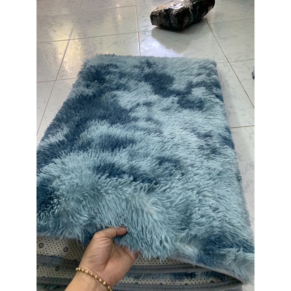 Thảm lông loang màu xanh dương - Thảm trải nệm