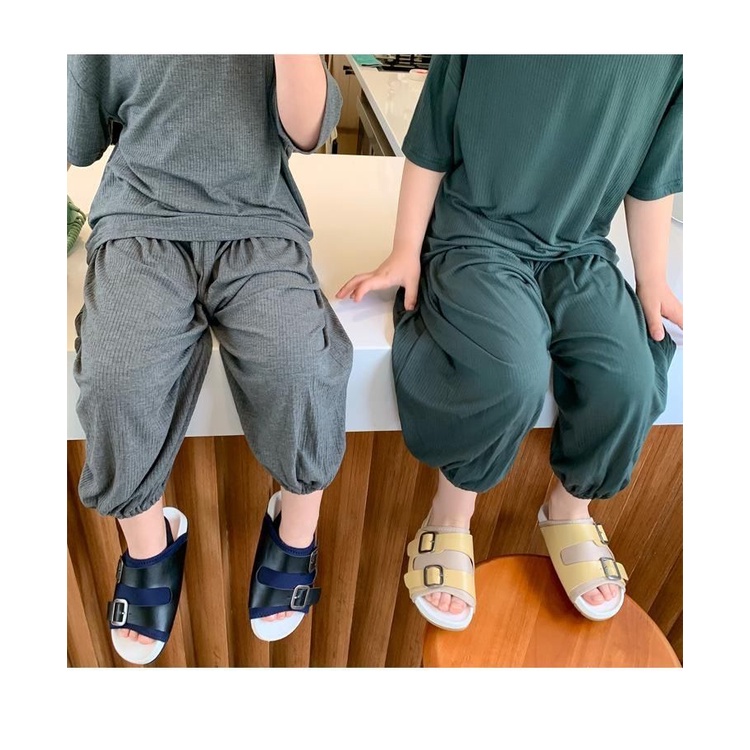 Bộ Đồ Ngủ Ngắn Tay Vải Lụa Mát Thời Trang Mùa Hè Cho Bé