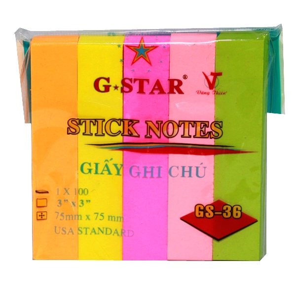 Xấp 100 Tờ Giấy Note Ghi Chú Vàng G-Star 3x3 5 Miếng Nhỏ