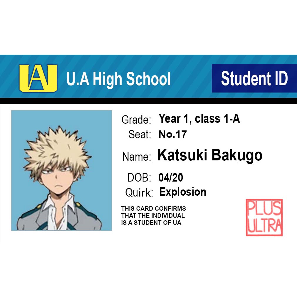 THẺ HỌC VIỆN SIÊU ANH HÙNG HERO ACADEMIA HANDMADE