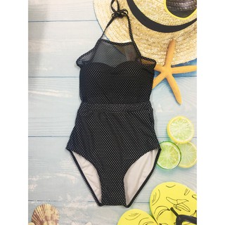 Bikini chấm bi cổ yếm liền thân