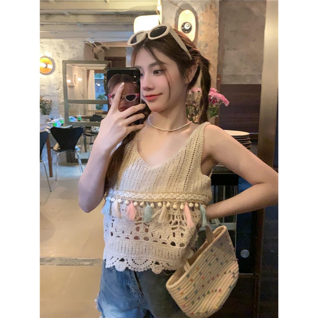 Lalisas Áo Dệt Kim Không Tay Khoét Rỗng Phong Cách Bohemian Cổ Điển Thời Trang Dành Cho Nữ