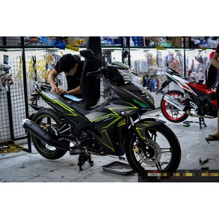 Tem trùm exciter 150 mxking xanh đen nhám