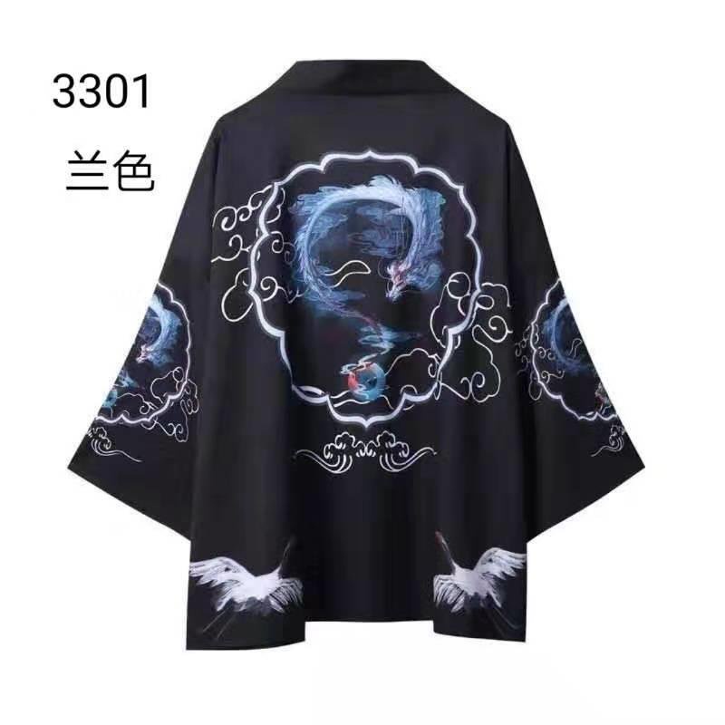 Áo Khoác Kimono Tay Ngắn Mỏng In Họa Tiết Phong Cách Nhật Bản Thời Trang Cho Nam