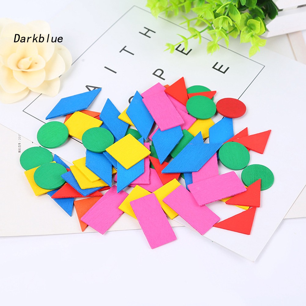 Bộ thẻ hình học nhiều màu bằng gỗ dùng để hỗ trợ giảng dạy môn toán học cho trẻ em