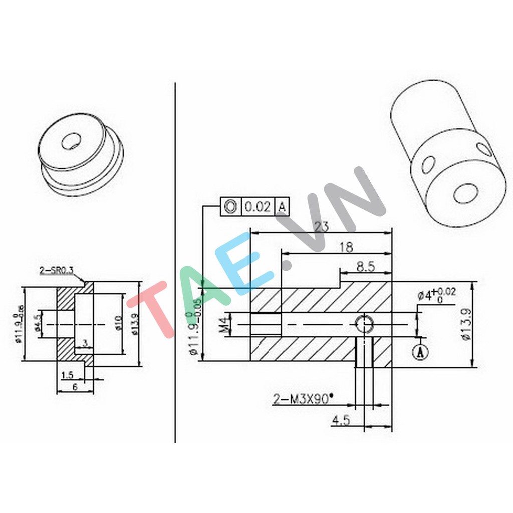 Trục Bánh Xe Omni Wheel Hub Nhôm