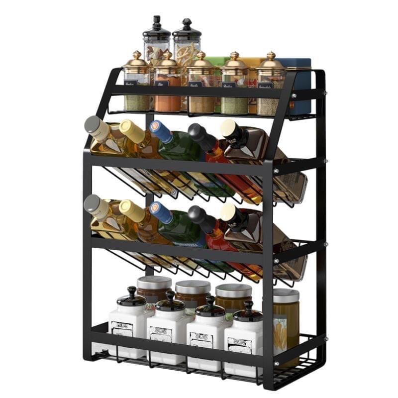 Kệ nhà bếp, Kệ gia vị nhà bếp 3,4 tầng 1 ngăn chéo Thép Carbon sơn tĩnh điện