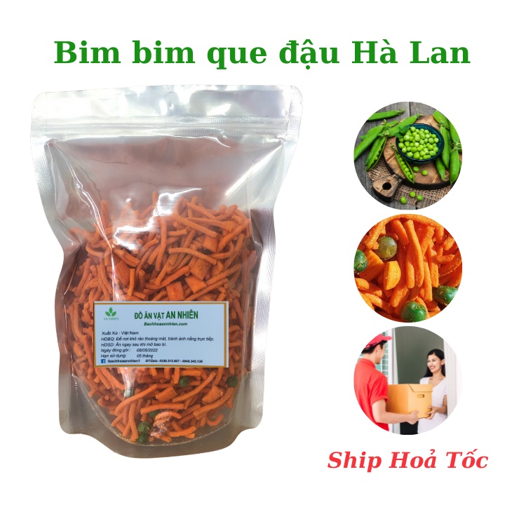 Bim bim que đậu Hà Lan An Nhiên, đồ ăn vặt hấp dẫn thích hợp với mọi lứa tuổi, gói 500g