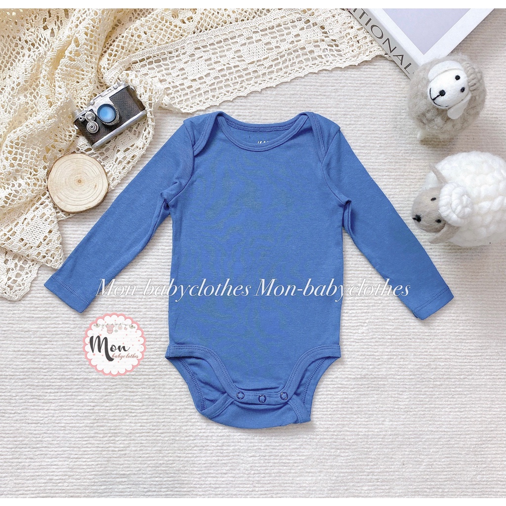 ÁO body chip dài tay H.M trơn mềm mịn cho bé trai bé gái