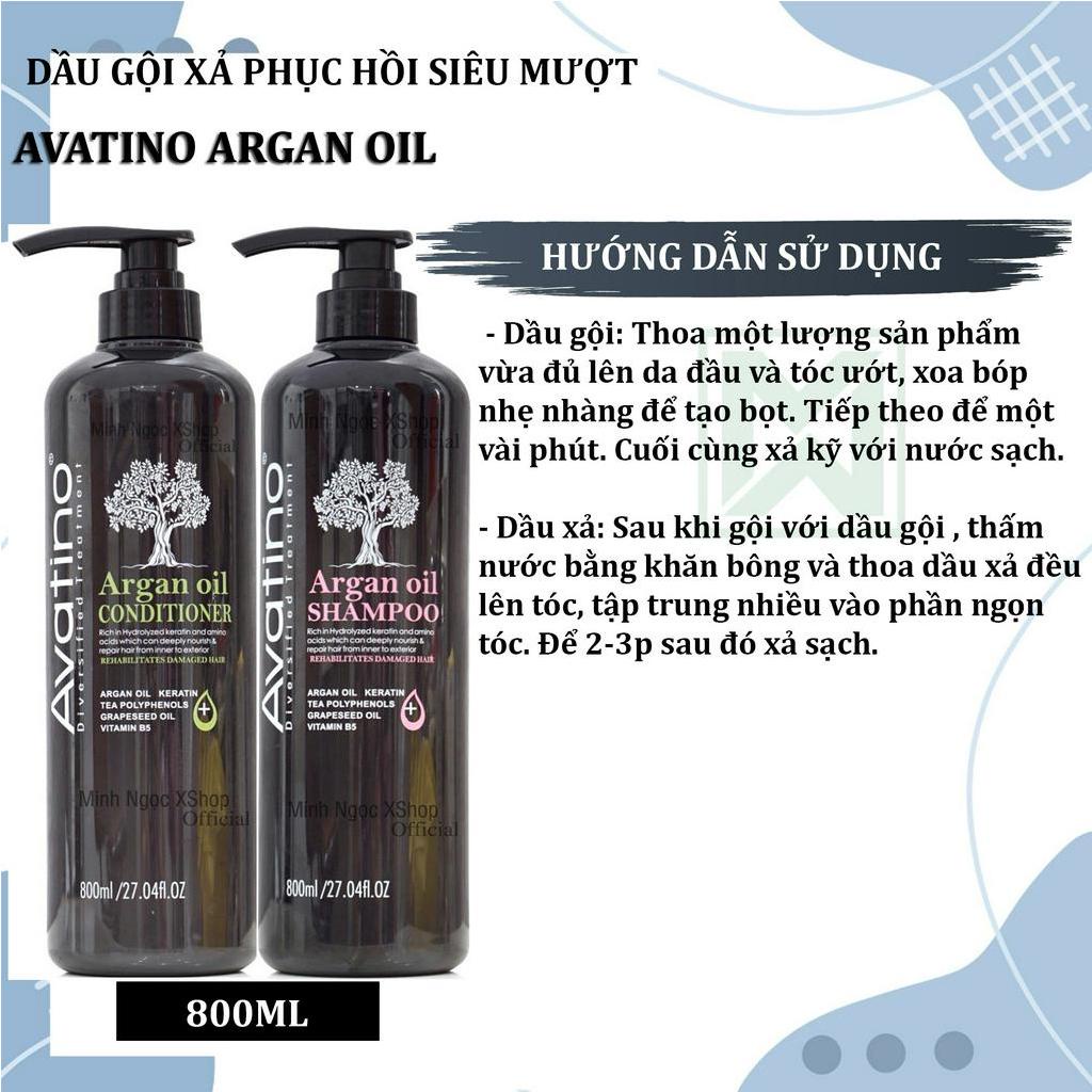Dầu gội xả, kem ủ tóc  phục hồi siêu mượt Avatino Argan Oil 500ML - 800ML