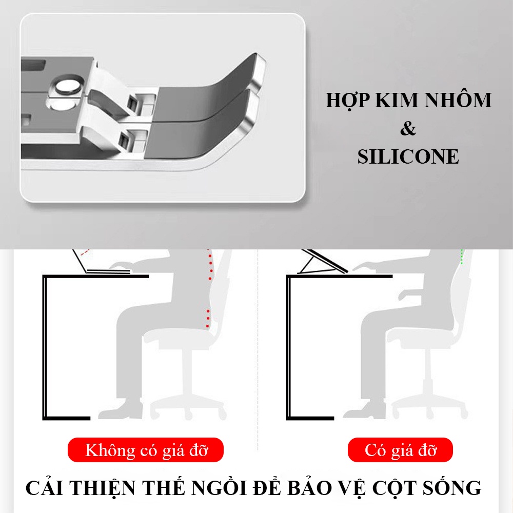 Giá Đỡ Laptop POERMAX GD01 Làm Từ Hợp Kim Nhôm Dễ Dàng Gấp Gọn Điều Chỉnh Độ Cao Có Chống Trượt Và Có Túi Đi Kèm