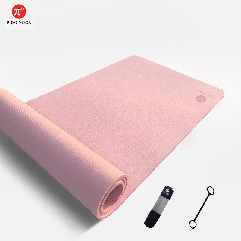 Thảm Yoga PIDO 1 lớp TPE dày 6mm Cao Cấp - Tặng kèm túi đựng và dây buộc