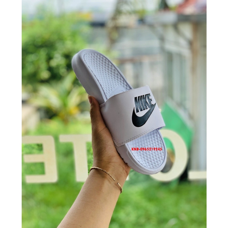 Dép nike nam nữ, dép quai ngang nam nữ unisex nike benassi cartoon ❤️FREESHIP + Hộp❤️ màu trắng logo đen