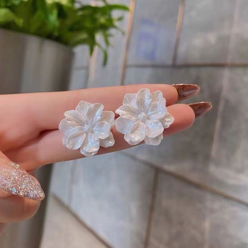 Bông Tai Hình Hoa Trà Trắng Phong Cách Hàn Quốc Thời Trang Cho Nữ