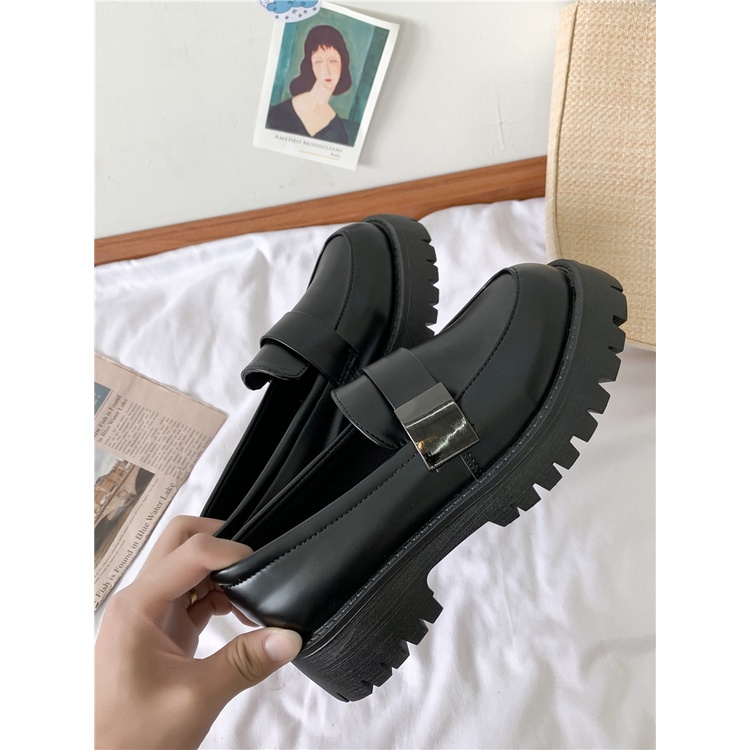 (ẢNH THẬT)Giày Búp Bê Đế Bằng Mũi Tròn Màu Trơn Gắn Nơ Phong Cách Hàn Quốc Ullzang Cá Tính Cho Nữ