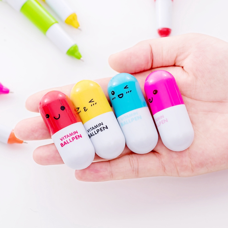 Bút bi thiết kế hình viên thuốc có thể thu lại nhỏ gọn tiện lợi