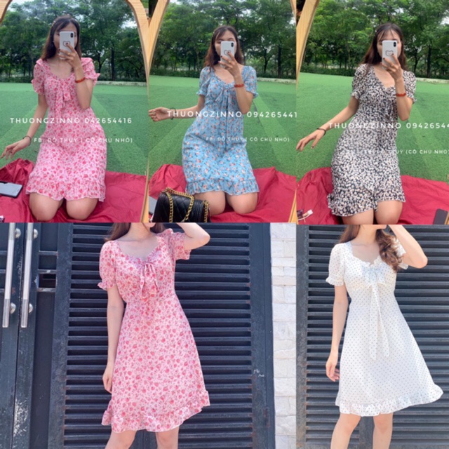 [Ảnh thật/Video] Váy hoa vintage cổ nơ tay bồng - Đầm hoa ulzzang