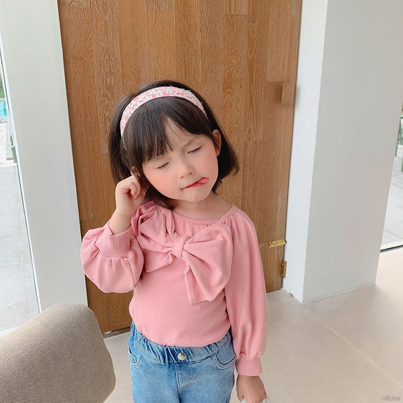 Áo Kiểu Tay Dài Phối Nơ Cho Bé Gái