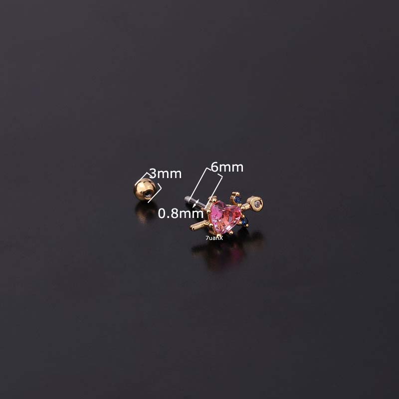 Khuyên tai thép không gỉ đính đá zircon 20Gauge thiết kế với thanh tạ sành điệu