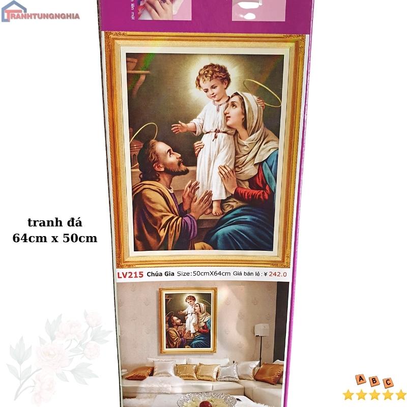 Tranh đính đá, tranh thêu chữ thập gia đình thánh gia