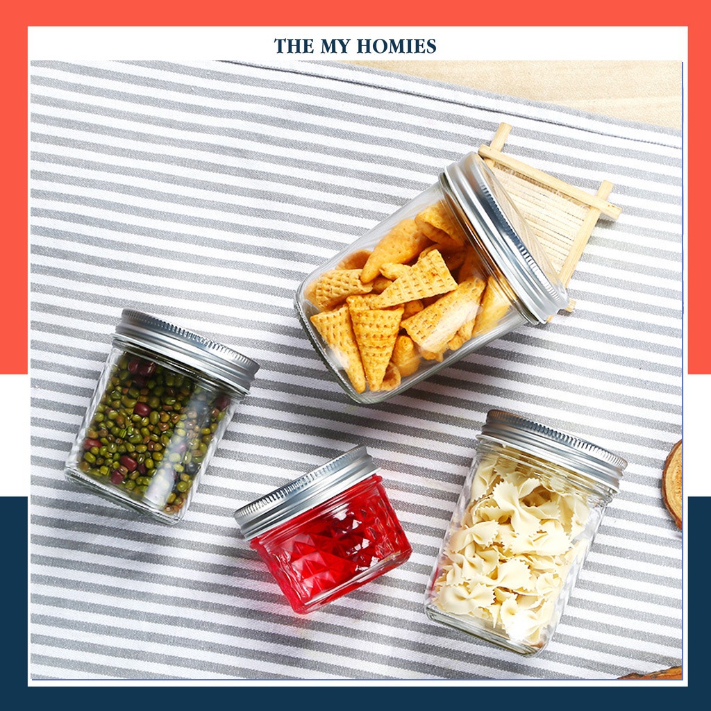 Hũ thủy tinh trơn nắp nhôm bạc JD