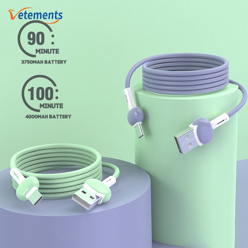 Cáp Sạc Nhanh Type C/ 1m 3A Chất Liệu Silicon Dẻo Màu Kẹo Với Cổng Type C Thông Dụng Cho Điện Thoại