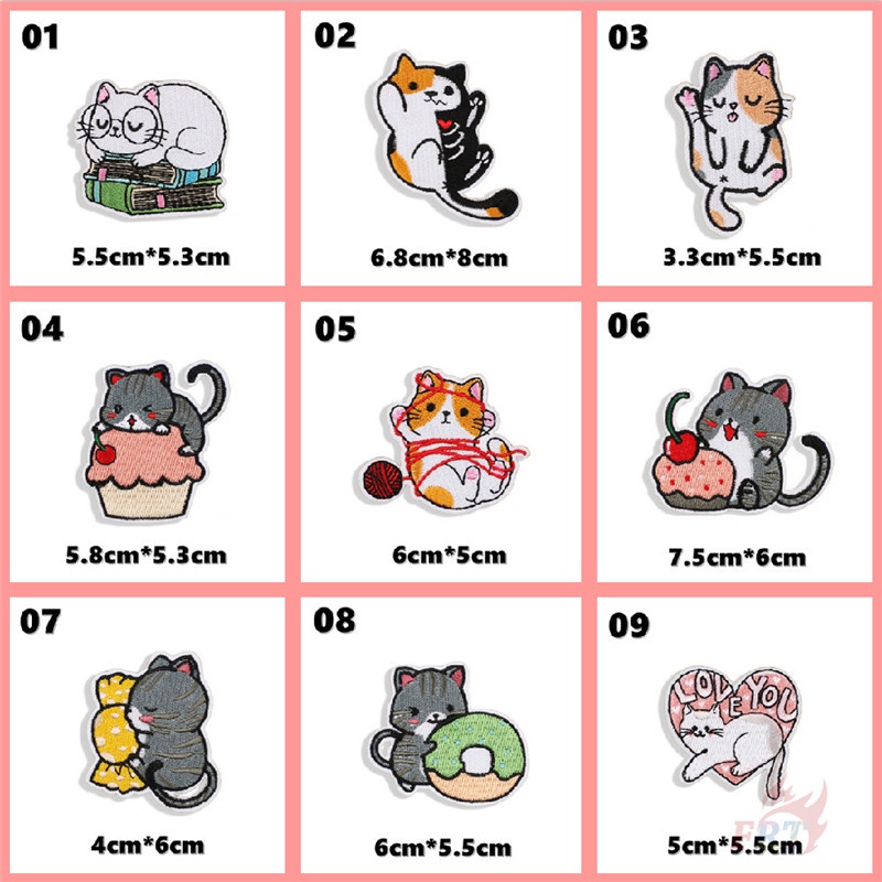 ♚ Miếng Dán Ủi Hình Mèo Lười Biếng Ăn Món Tráng Miệng / Ngủ / Play ♚ 1 Miếng Dán Ủi Lên Quần Áo