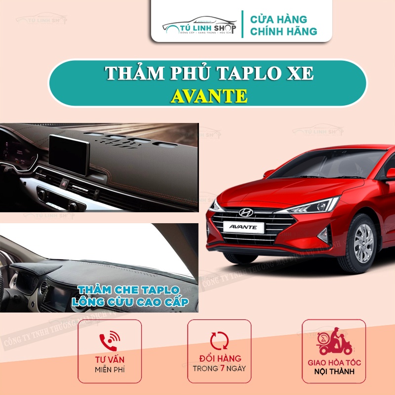 Thảm taplo cho xe Avante bằng lông Cừu 3 lớp hoặc Da Cacbon