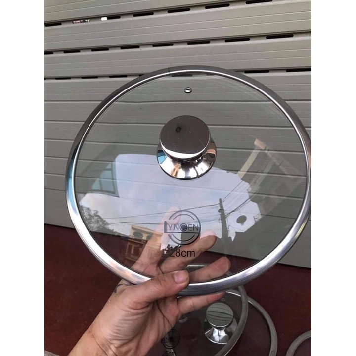 Nắp vung kính nồi chảo inox không vỡ lyncen 16cm 18cm 20cm 22cm 24cm 26cm 28cm 30cm