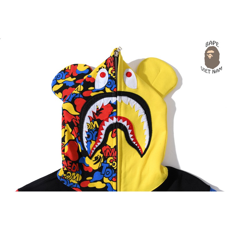 [ODER] Jacket Bape Shark x Medi Com Toy fullzip , Áo khoác Hoodie Bape Cá Ngáo 2 tai siêu Cute