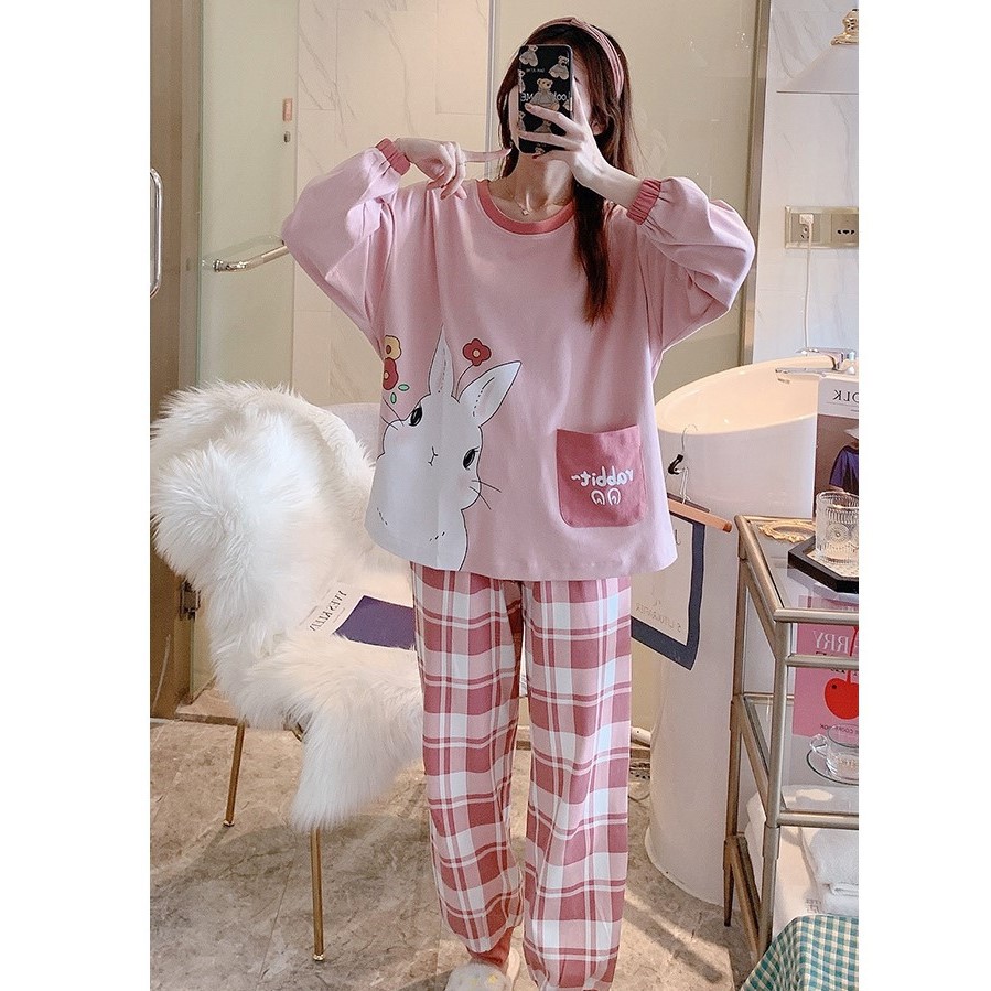 Set Đồ Bộ ngủ dài tay cotton thun sữa hoạt hình kute DDTT04