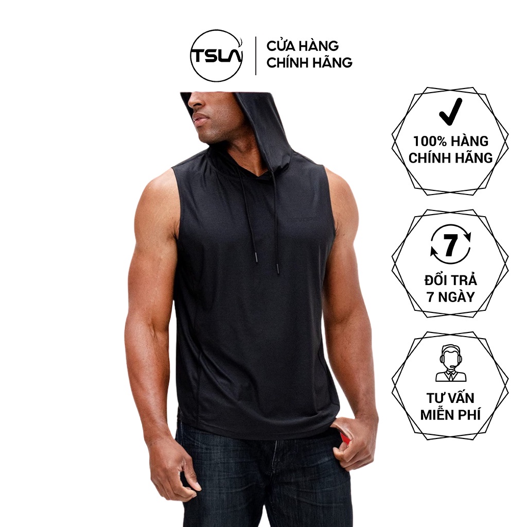 Áo hoodie ba lỗ nam TSLA form oversize chất thun co giãn kháng khuẩn chống uv tập gym đá bóng bơi bóng rổ TSO2022 !