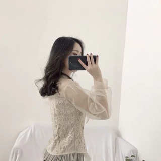 Áo chiffon voan mỏng phối ren