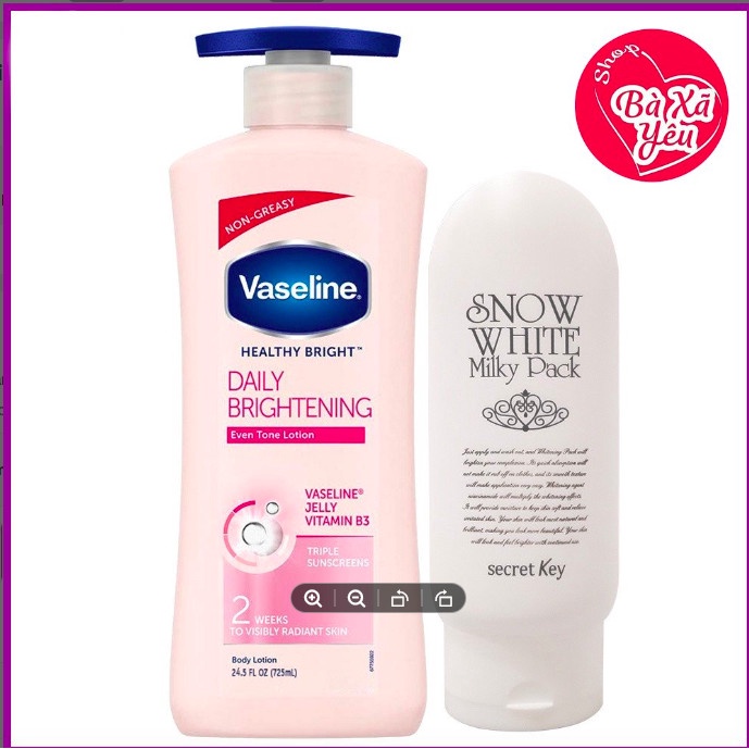 Dưỡng thể Vaseline + Kem dưỡng snow white secret key - BX3742