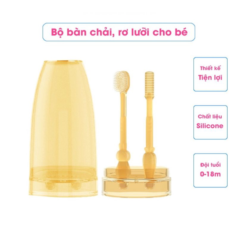 Bộ Rơ Lưỡi Silicon Bàn Chải Đánh Răng Silicon Chống Tưa
