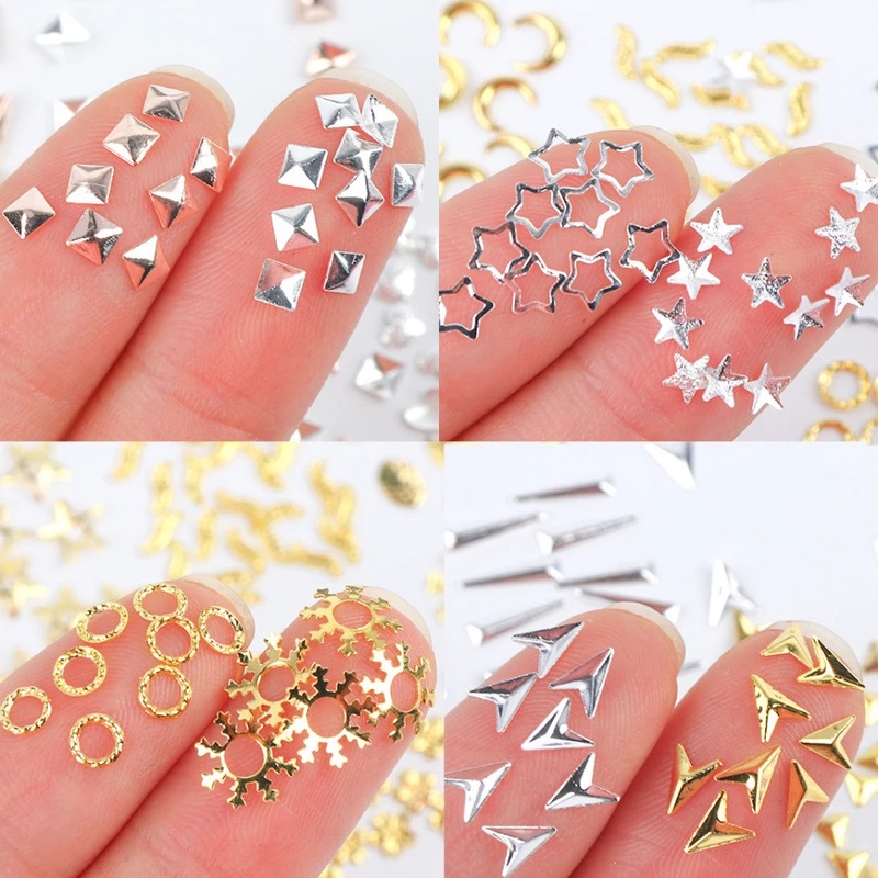 [Hàng mới về] Hộp phụ kiện kim loại màu vàng mini trang trí móng tay nghệ thuật DY