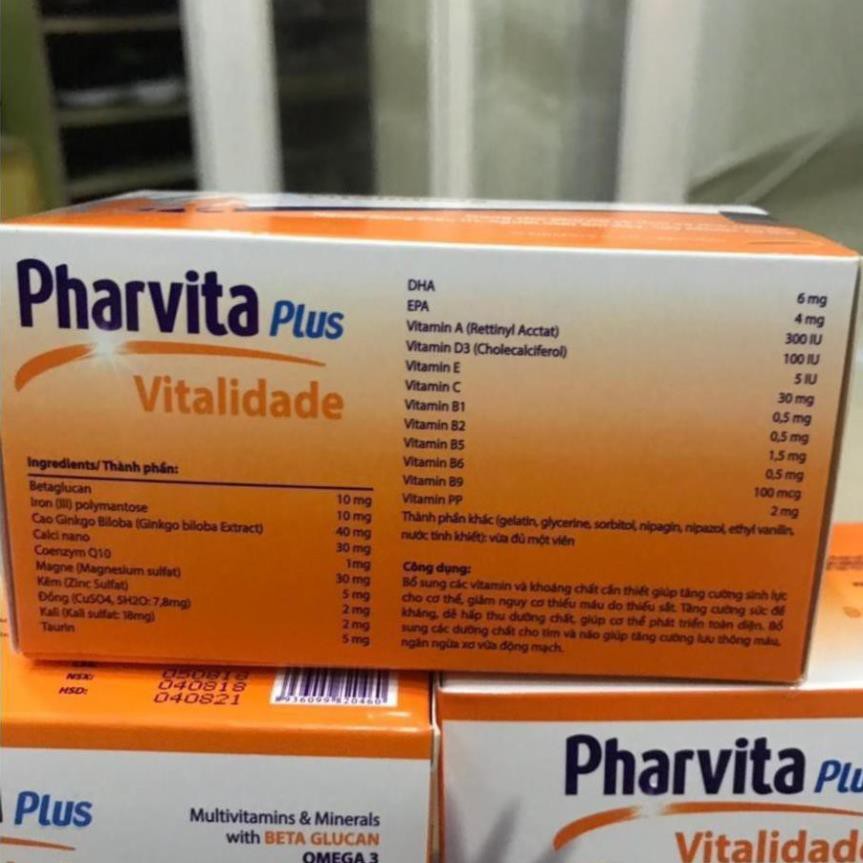 BỒI BỒ CƠ THỂ PHARVITA PLUS 60 Viên, bồi bổ cơ thể, hỗ trợ người suy nhược cơ thể