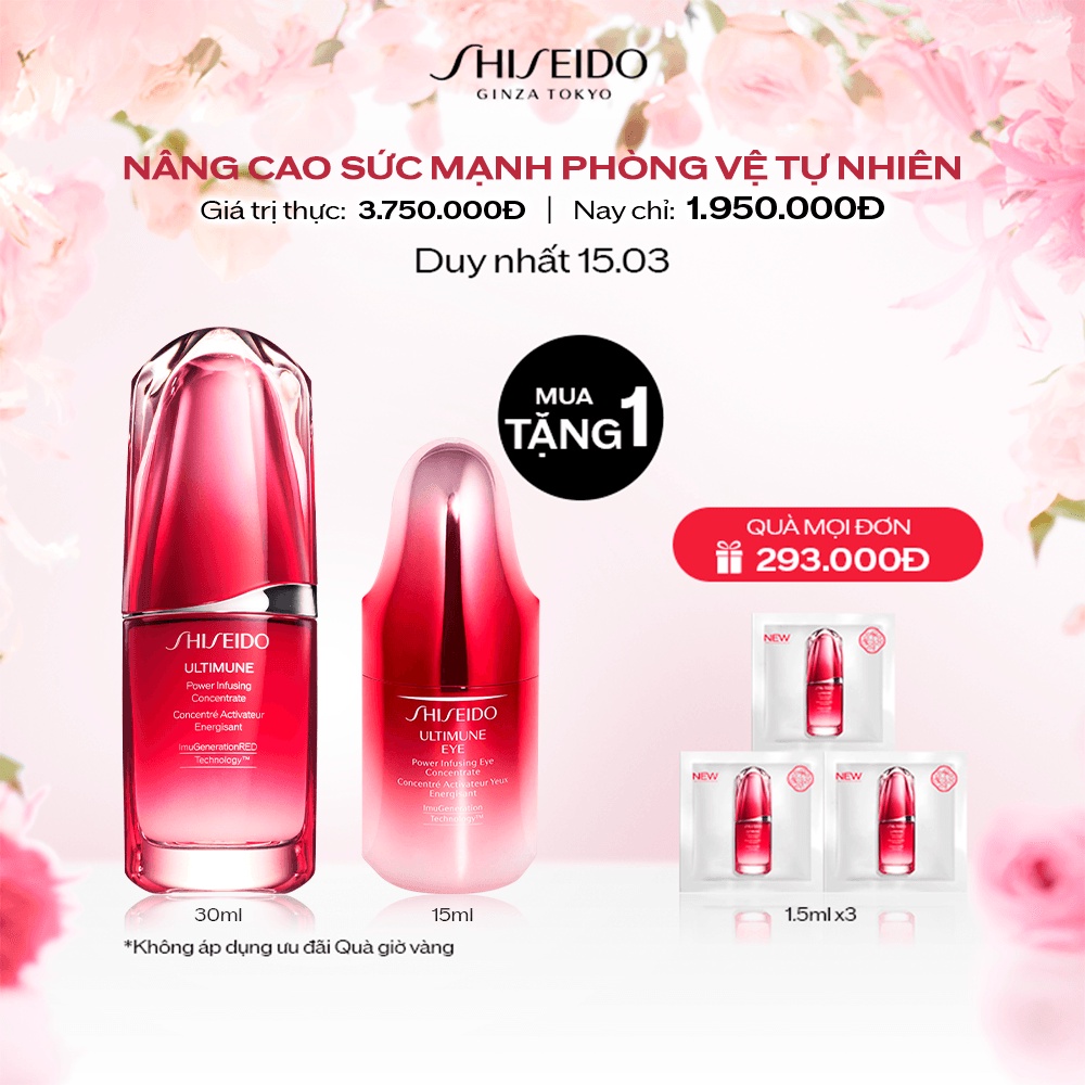 Bộ đôi Tinh chất dưỡng da Shiseido Ultimune Concentrate 30ml &amp; Shiseido Ultimune Power Infusing Eye Concentrate 15ml