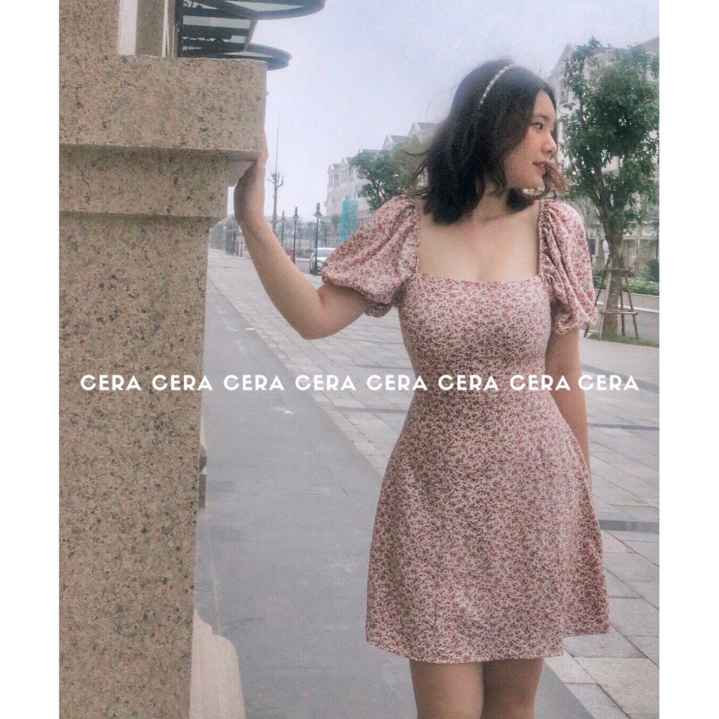 Váy hoa nhí vintage dáng xòe 🍓 Đầm hoa nhí chữ A tiểu thư ulzzang có dây buộc lưng 🍓 CERA FASHION | BigBuy360 - bigbuy360.vn