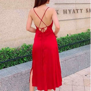 [KÈM QUÀ TẶNG] Đầm maxi xẻ tà buộc dây lưng