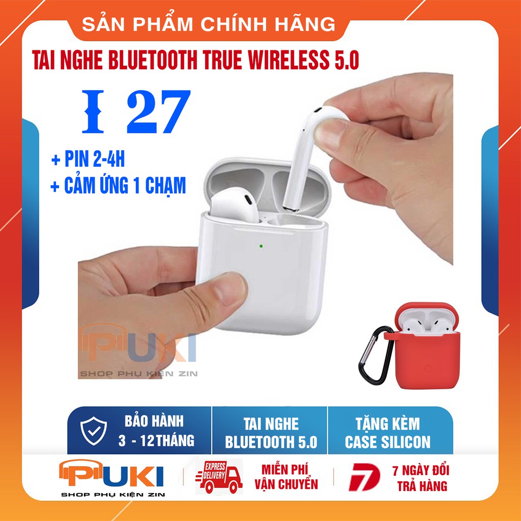 Tai Nghe Bluetooth i27 TWS True Wireless Không Dây, Tặng Case Airpod Tương Thích IOS, Android Mới Nhất 2019