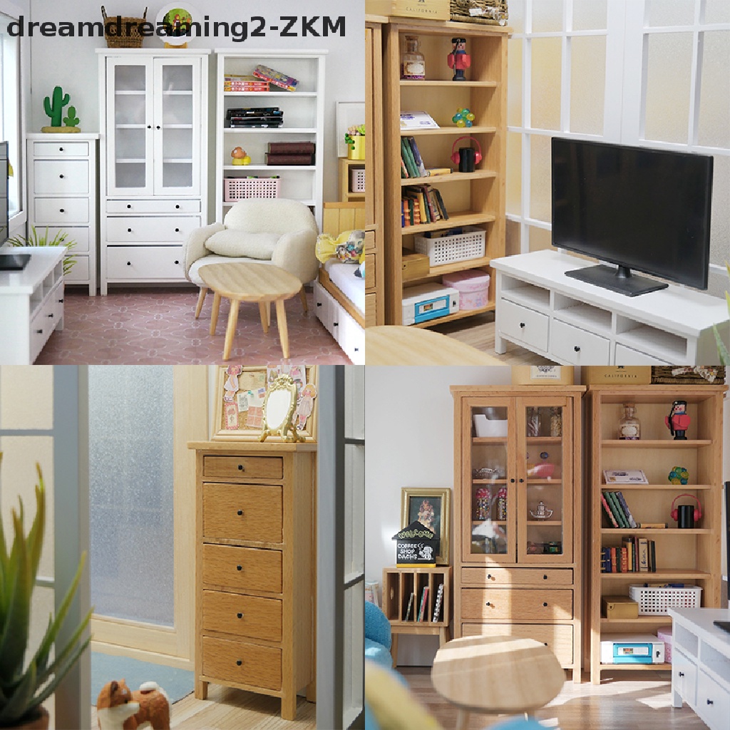 [Dreaming] Mô Hình Tủ Sách / Tủ Tivi / Tủ Kính / Tủ Nội Thất Trang Trí Nhà Búp Bê [zkm]