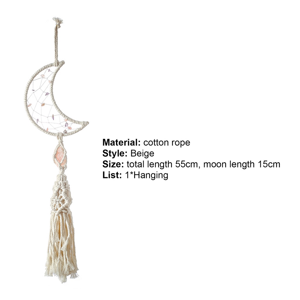 Phụ Kiện Treo Tường Trang Trí Hình Ngôi Sao Và Mặt Trăng Bằng Dây Cotton Phong Cách Bohemian