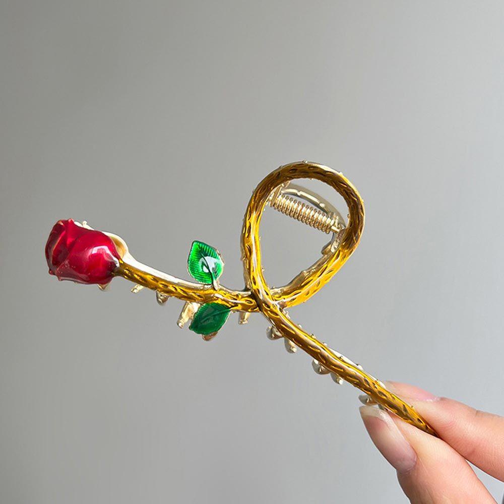 Kẹp Tóc Càng Cua Đính Hoa Hồng Đơn Giản Thời Trang Cho Nữ