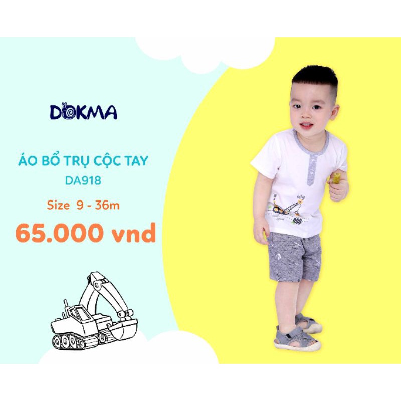 (6-&gt;36 tháng) Áo Bé trai cộc tay Dokma- chất cotton hữu cơ siêu mềm mát (DA918 - DA744)