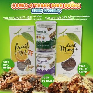 Combo 4 thanh dinh dưỡng gạo lứt hạt và Chà Bông | Rong Biển, thanh trái cây sấy Hạt Dinh Dưỡng | Xoài Sấy Dẻo