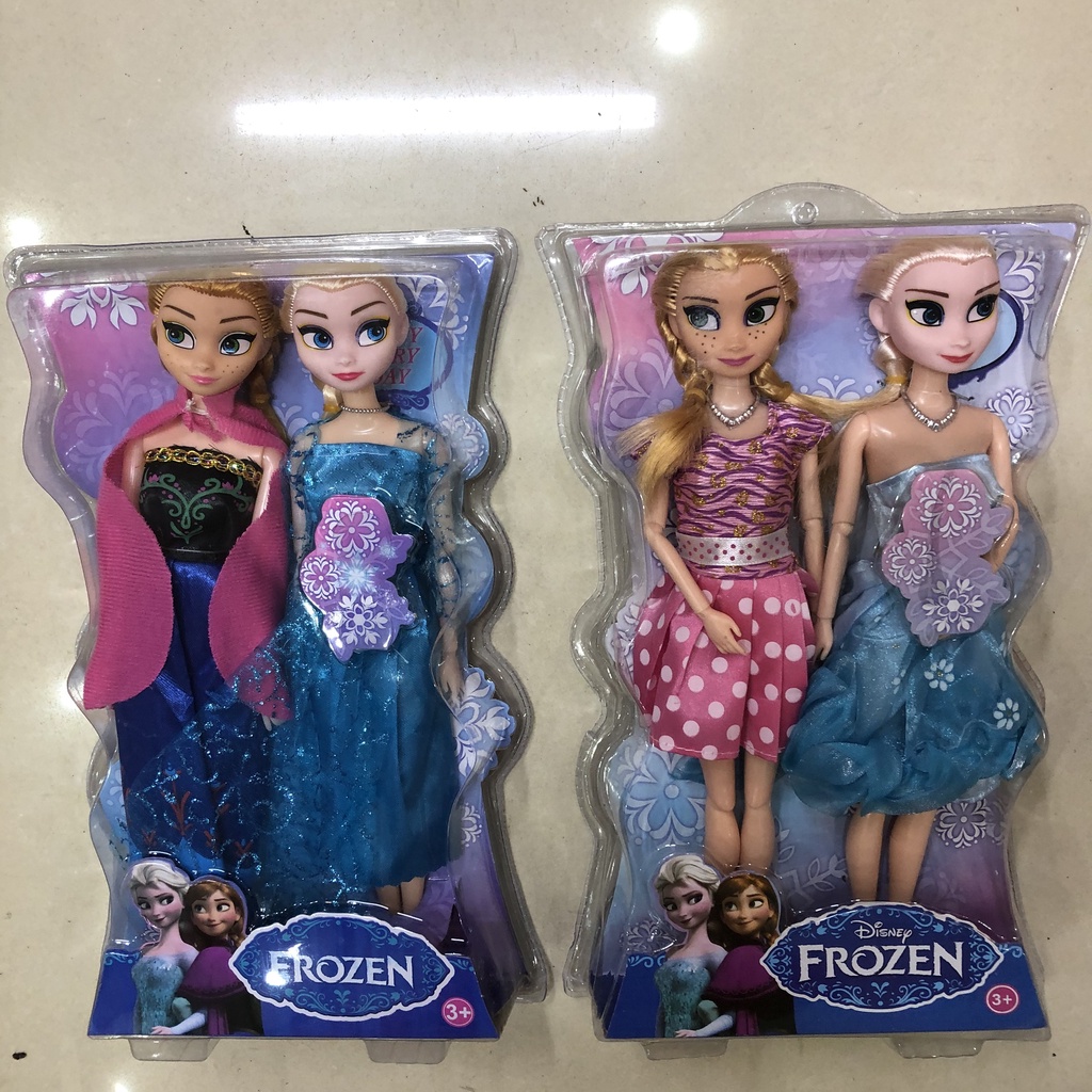 Búp bê Elsa &amp; Anna có khớp hộp ép kính 30cm